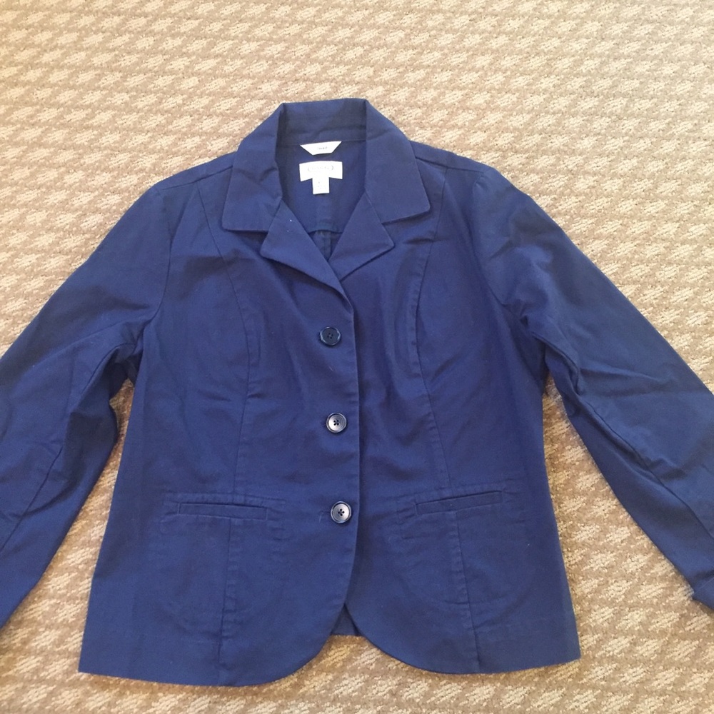 Talbots classic navy blue chino blazer. EUC